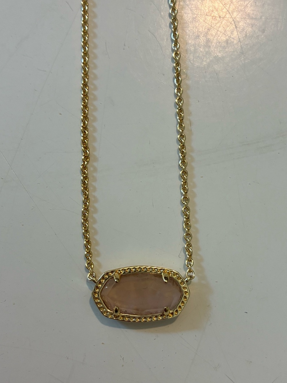 Kendra Scott Gold Necklace with Rose Pink Stone